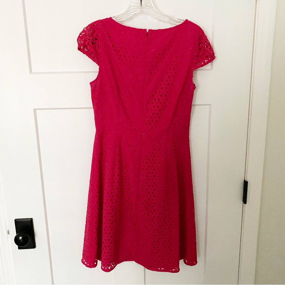 J. Crew Factory pink lazer cut cap sleeve dress size 4 - Picture 7 of 7